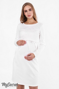 Платье праздничное для беременных  ЮЛА МАМА Ebben, для кормления, молочное