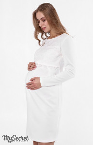 Платье праздничное для беременных  ЮЛА МАМА Ebben, для кормления, молочное