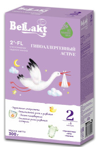 Заменитель грудного молока Беллакт Гипоаллергенный Active 2, смесь для новорожденных, 6-12m, 300 гр