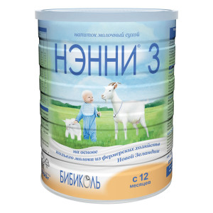 Заменитель грудного молока Бибиколь Нэнни 3 с пребиотиками, на козьем молоке, 12m+, 800гр