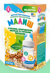 Заменитель грудного молока Малыш 4 злака, детская смесь, 6m+, 350гр