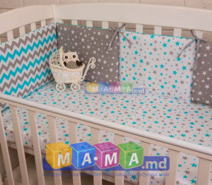 Сменный комплект ASIK Зигзаги и звезды, серо-бирюзовый: 3 элемента