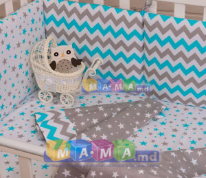 Сменный комплект ASIK Зигзаги и звезды, серо-бирюзовый: 3 элемента