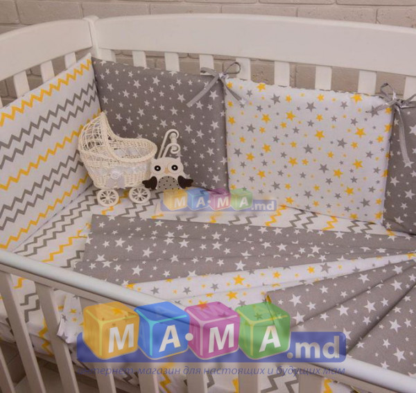 Сменный комплект ASIK Зигзаги и звезды, серо-желтый: 3 элемента