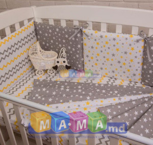 Сменный комплект ASIK Зигзаги и звезды, серо-желтый: 3 элемента