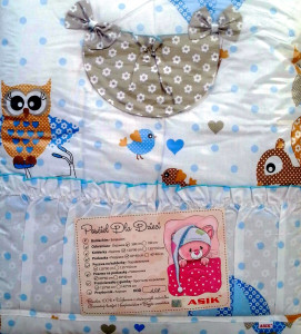 Детское постельное белье ASIK Совы, серо-голубой, постельный комплект в детскую кроватку: 8 элементов