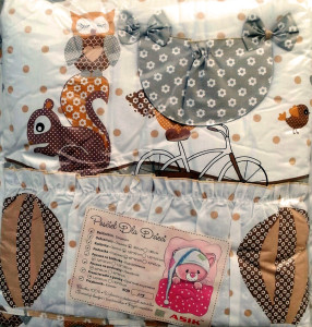 Детское постельное белье ASIK Совы, серо-коричневый, постельный комплект в детскую кроватку: 8 элементов