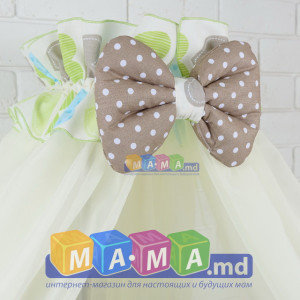 Комплект постельного белья ASIK, (салатовый + голубой + коричневый), Сердечки с горошком: 8 элементов