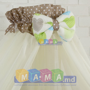 Комплект постельного белья ASIK, (салатовый + голубой + коричневый), Сердечки с горошком: 8 элементов