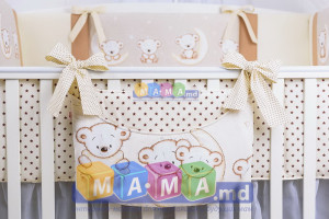 Комплект постельный ASIK Мишки на луне, ванильно-коричневый (8 элементов)