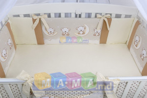 Комплект постельный ASIK Мишки на луне, ванильно-коричневый (8 элементов)