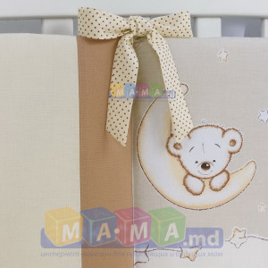 Комплект постельный ASIK Мишки на луне, ванильно-коричневый (8 элементов)