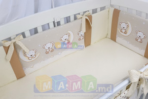 Комплект постельный ASIK Мишки на луне, ванильно-коричневый (8 элементов)