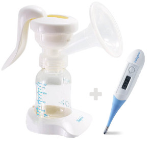 Молокоотсос ручной BabyOno Naturel, механический, электронный термометр