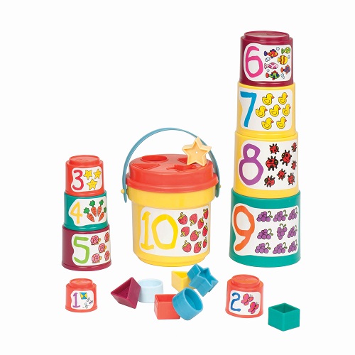 Сортер - пирамидка Battat 2 в 1, 19 предметов