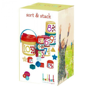 Сортер - пирамидка Battat 2 в 1, 19 предметов