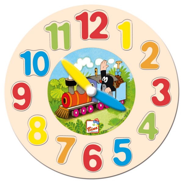 Часы - пазлы деревянные Bino Кротик