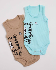 Боди-майка детский Findik Тигр, рубчик, 1-18 м