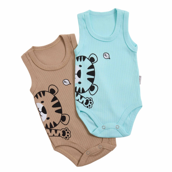Боди-майка детский Findik Тигр, рубчик, 1-18 м