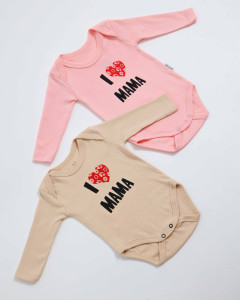 Боди детский Findik I love mama, с длинным рукавом, интерлок, 1-18м
