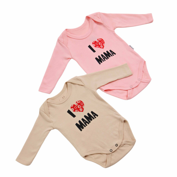 Боди детский Findik I love mama, с длинным рукавом, интерлок, 1-18м