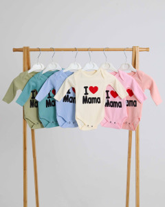 Боди детский Findik I love mama, унисекс, рубчик, 1-18m