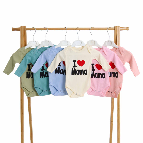 Боди детский Findik I love mama, унисекс, рубчик, 1-18m