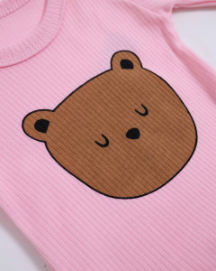 Бодик детский Findik Спящий мишка, унисекс, рубчик, 1-18 м