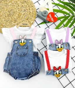 Костюм летний для девочки MuratBaby Дейзи Дак, джинс/хлопок, 6-24 м