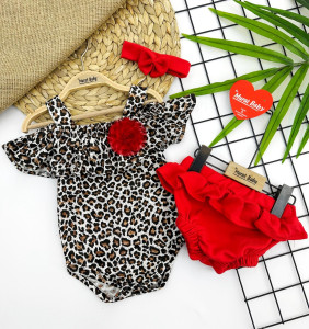 Костюм для девочки MuratBaby Леопард, летний,  1-12 м