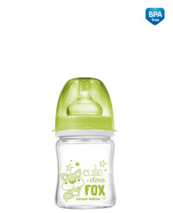 Бутылочка Canpol Babies EasyStart Лесные друзья, стекло, с широким горлышком, антиколиковая, соска силикон, 120мл  