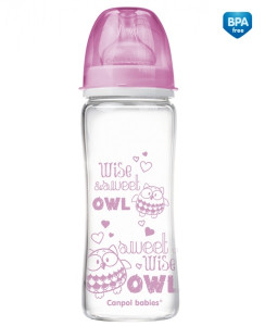 Бутылочка Canpol Babies EasyStart Лесные друзья, стекло, с широким горлышком, антиколиковая, соска силикон, 330мл  