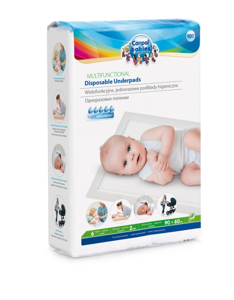 Одноразовые детские пеленки Canpol Babies  (60x90 см) , 10 шт., впитывающие