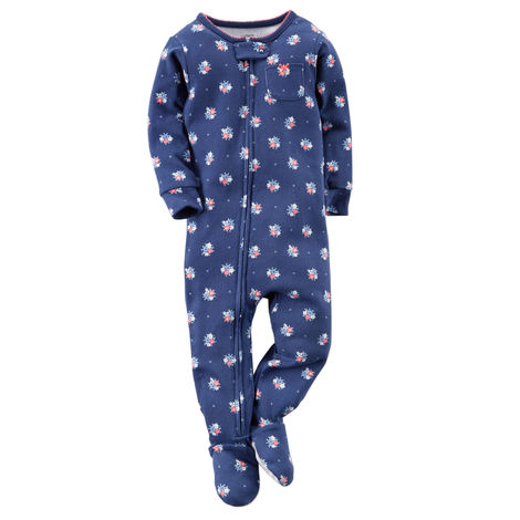Комбинезон - пижама Carter's Цветочки, с тормозами, на молнии, хлопок, 12-18м