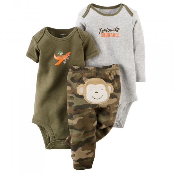 Набор 2 боди и штаны Carter's Обезьянка, для мальчика, 100 % хлопок, р.62-78