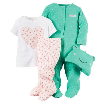 Комплект одежды Carter's Лягушка, для девочки, 100 % хлопок, 0-6м
