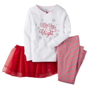 Набор кофта с юбкой и штаны Carter's Merry & bright, для девочки, 100 % хлопок, р.78-86