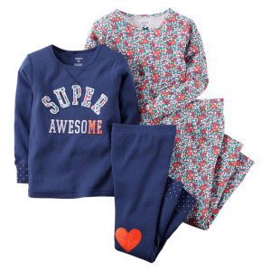 Набор пижам Carter's Super Awesome, для девочки, 100 % хлопок, 6-18м