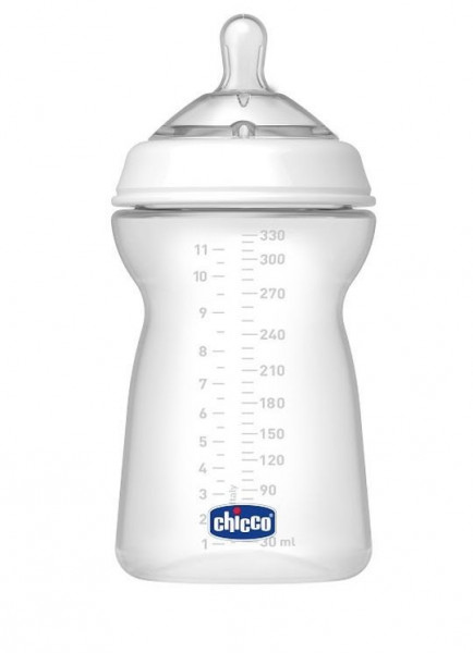 Бутылочка Chicco Natural Feeling, пластик, соска силиконовая, 6m+, 330 мл