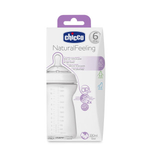 Бутылочка Chicco Natural Feeling, пластик, соска силиконовая, 6m+, 330 мл