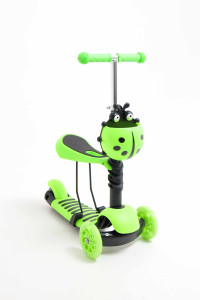 Самокат-беговел трехколесный M-Trike MAXI Божья коровка, 3 в 1, PU-колеса