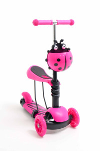 Самокат-беговел трехколесный M-Trike MAXI Божья коровка, 3 в 1, PU-колеса
