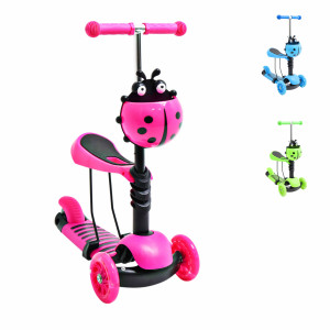 Самокат-беговел трехколесный M-Trike MAXI Божья коровка, 3 в 1, PU-колеса
