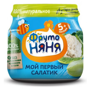 Пюре ФрутоНяня Брокколи-кабачок-цветная капуста, 5m+, 80гр