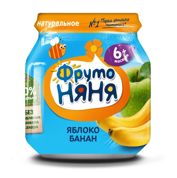 Пюре ФрутоНяня Яблоко-банан, 6m+, 100гр