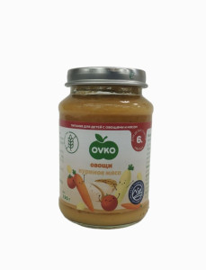Пюре OVKO Овощи-курица, 6m+, 190гр