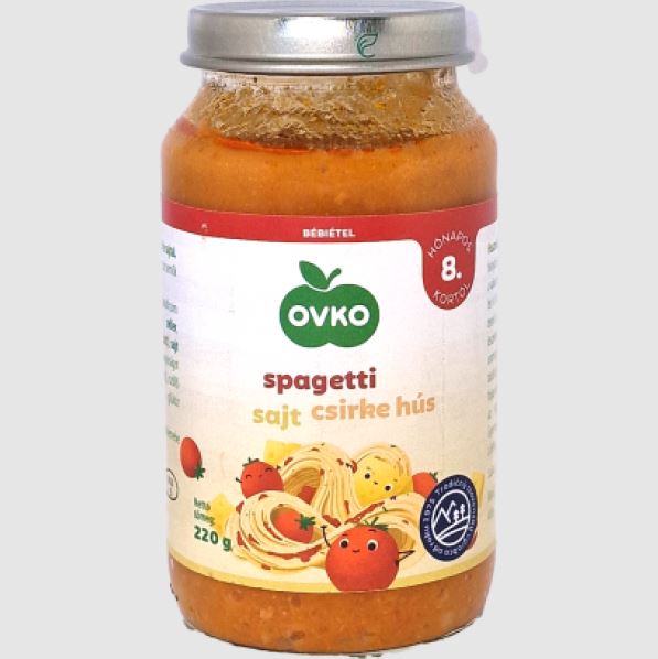 Пюре OVKO Спагетти-курица-сыр, 8m+, 220гр