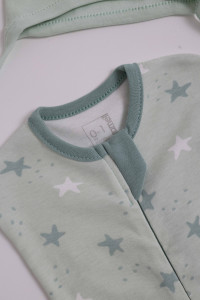 Европеленка с шапочкой Caramell Star Sleep, на змейке, хлопок, 0-3 м