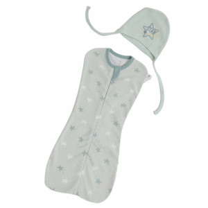 Европеленка с шапочкой Caramell Star Sleep, на змейке, хлопок, 0-3 м