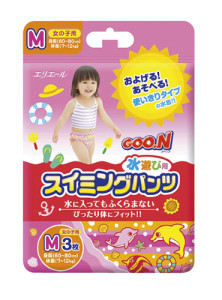 Подгузники трусики для плавания Goo.N M (7-12 кг), 3 шт., японские  для девочек